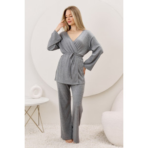 Брюки женские "Эвила-2" фактурный трикотаж (р-ры: 44-54) серый