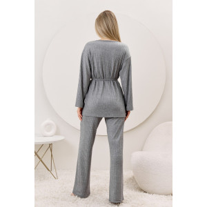 Брюки женские "Эвила-2" фактурный трикотаж (р-ры: 44-54) серый