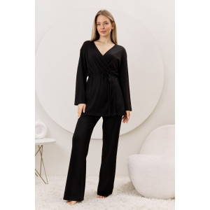 Брюки женские "Эвила-2" фактурный трикотаж (р-ры: 44-54) черный