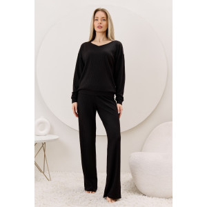 Брюки женские "Эвила-2" фактурный трикотаж (р-ры: 44-54) черный