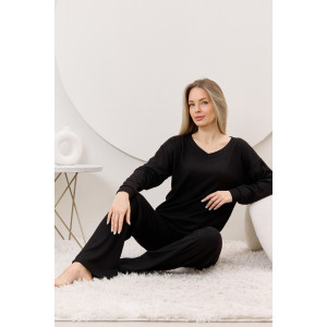 Брюки женские "Эвила-2" фактурный трикотаж (р-ры: 44-54) черный