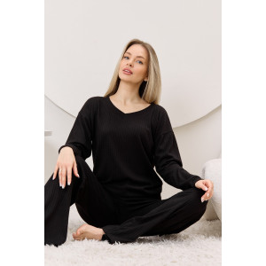 Брюки женские "Эвила-2" фактурный трикотаж (р-ры: 44-54) черный