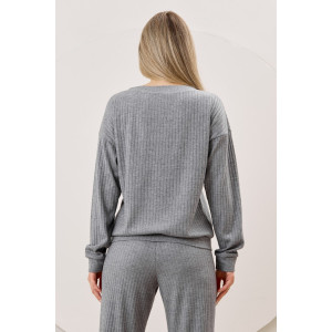 Джемпер женский "Эвила-3" фактурный трикотаж (р-ры: 44-54) серый