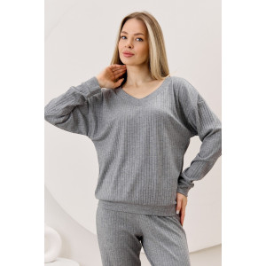 Джемпер женский "Эвила-3" фактурный трикотаж (р-ры: 44-54) серый