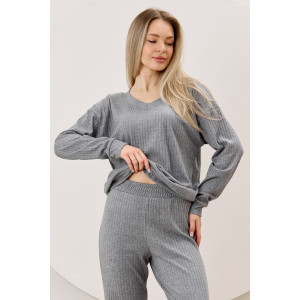 Джемпер женский "Эвила-3" фактурный трикотаж (р-ры: 44-54) серый