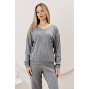 Джемпер женский "Эвила-3" фактурный трикотаж (р-ры: 44-54) серый