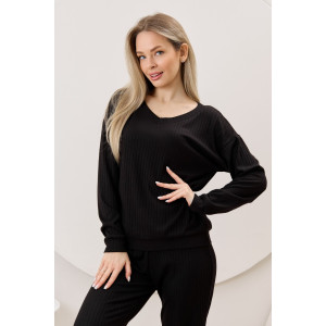 Джемпер женский "Эвила-3" фактурный трикотаж (р-ры: 44-54) черный Джемпер женский "Эвила-3" фактурный трикотаж (р-ры: 44-54) черный