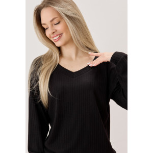 Джемпер женский "Эвила-3" фактурный трикотаж (р-ры: 44-54) черный Джемпер женский "Эвила-3" фактурный трикотаж (р-ры: 44-54) черный