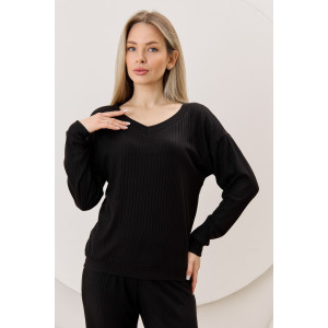 Джемпер женский "Эвила-3" фактурный трикотаж (р-ры: 44-54) черный Джемпер женский "Эвила-3" фактурный трикотаж (р-ры: 44-54) черный