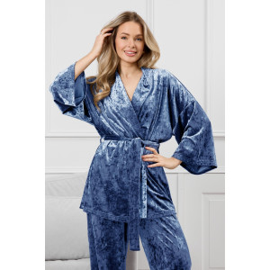 Костюм двойка женский "Мерцание-2" велюр стрейч (р-ры: 44-58) голубой