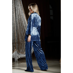 Костюм двойка женский "Мерцание-2" велюр стрейч (р-ры: 44-58) голубой