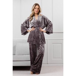 Костюм двойка женский "Мерцание-2" велюр стрейч (р-ры: 44-58) серо-лиловый