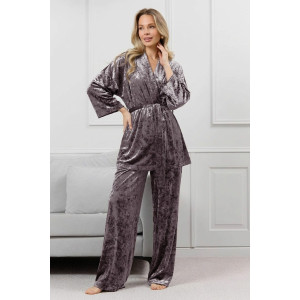 Костюм двойка женский "Мерцание-2" велюр стрейч (р-ры: 44-58) серо-лиловый