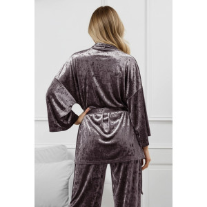 Костюм двойка женский "Мерцание-2" велюр стрейч (р-ры: 44-58) серо-лиловый