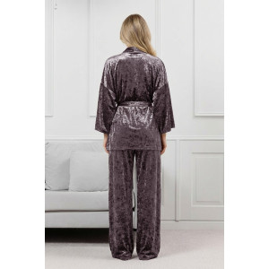 Костюм двойка женский "Мерцание-2" велюр стрейч (р-ры: 44-58) серо-лиловый
