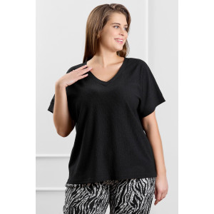 Футболка женская "Элегия-2" фактурный трикотаж (р-ры: 50-60) черный Футболка женская "Элегия-2" фактурный трикотаж (р-ры: 50-60) черный
