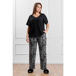 Брюки женские "Элегия-1" фактурный трикотаж (р-ры: 50-60) черный