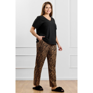 Брюки женские "Элегия-1" фактурный трикотаж (р-ры: 50-60) коричневый