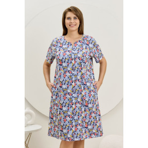 Халат женский "Рейна" кулирка (р-ры: 48-58) серо-голубой