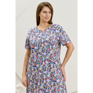 Халат женский "Рейна" кулирка (р-ры: 48-58) серо-голубой