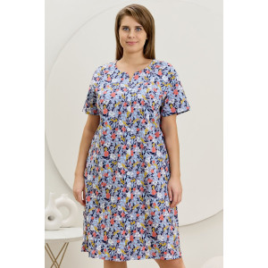 Халат женский "Рейна" кулирка (р-ры: 48-58) серо-голубой