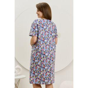 Халат женский "Рейна" кулирка (р-ры: 48-58) серо-голубой