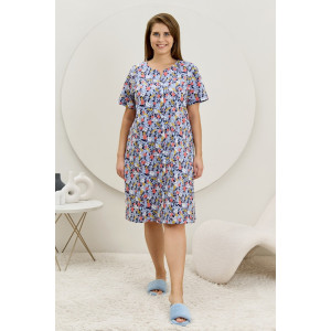 Халат женский "Рейна" кулирка (р-ры: 48-58) серо-голубой