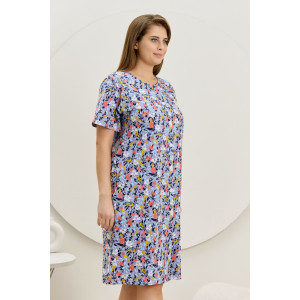 Халат женский "Рейна" кулирка (р-ры: 48-58) серо-голубой