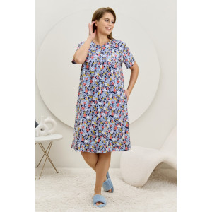 Халат женский "Рейна" кулирка (р-ры: 48-58) серо-голубой