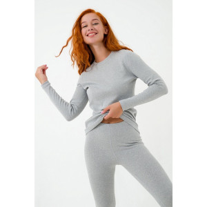 Термобелье женское 0960-08 рибана с начесом (р-ры: 42-54) серый меланж