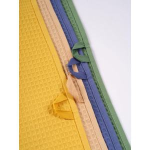 Набор вафельных полотенец "Ночь Нежна" cине-фиолетовый с желтым, кофе с молоком и зеленым 4 шт.