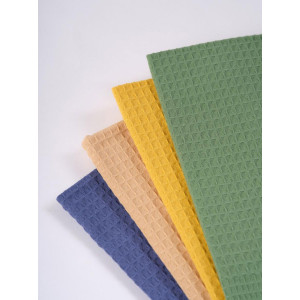 Набор вафельных полотенец "Ночь Нежна" cине-фиолетовый с желтым, кофе с молоком и зеленым 4 шт.