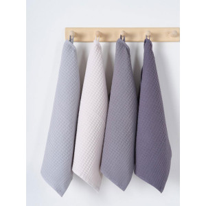 Набор вафельных полотенец "Ночь Нежна" графит с темно-серым, серым, кокос