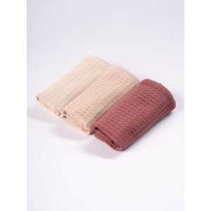 Набор вафельных полотенец "Ночь Нежна" коричневый-пыльно-бежевый-светло-бежевый 3 шт.