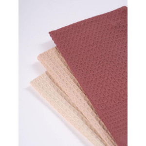 Набор вафельных полотенец "Ночь Нежна" коричневый-пыльно-бежевый-светло-бежевый 3 шт.