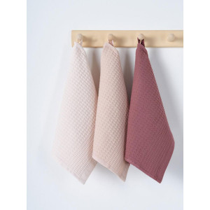 Набор вафельных полотенец "Ночь Нежна" коричневый-пыльно-бежевый-светло-бежевый 3 шт.