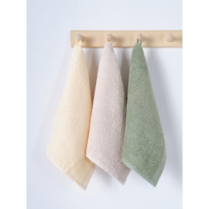 Набор махровых полотенец "Ночь Нежна" оливковый-нежно-бежевый-молочный 3 шт.