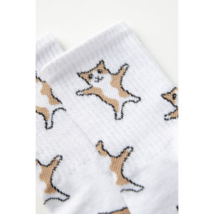 Носки женские "Флексо - кот" - упаковка 1 пара белый (последний размер) 23-25