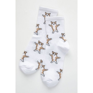 Носки женские "Флексо - кот" - упаковка 1 пара белый (последний размер) 23-25