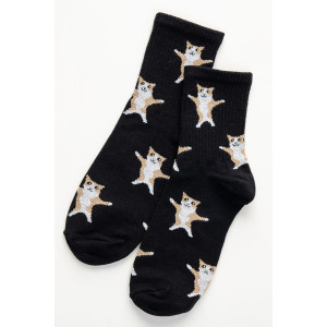 Носки женские "Флексо - кот" - упаковка 1 пара черный (последний размер) 23-25,25-27