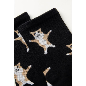 Носки женские "Флексо - кот" - упаковка 1 пара черный (последний размер) 23-25,25-27