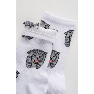 Носки мужские "Драматик кот" - упаковка 1 пара белый (последний размер) 25-29