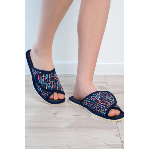 Тапки женские "Lepilov" арт. 120 вельвет с рогожкой + плательный хлопок (последний размер) черточки 41,42