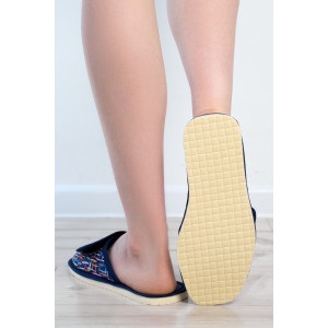 Тапки женские "Lepilov" арт. 120 вельвет с рогожкой + плательный хлопок (последний размер) черточки 41,42