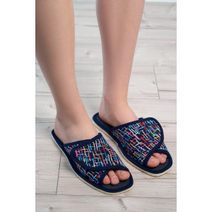 Тапки женские "Lepilov" арт. 120 вельвет с рогожкой + плательный хлопок (последний размер) черточки 41,42