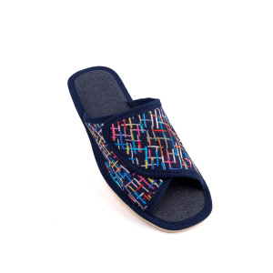 Тапки женские "Lepilov" арт. 120 вельвет с рогожкой + плательный хлопок (последний размер) черточки 41,42