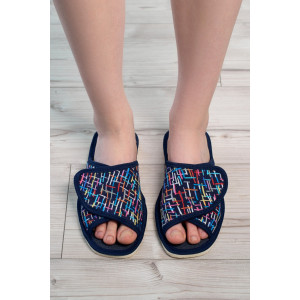 Тапки женские "Lepilov" арт. 120 вельвет с рогожкой + плательный хлопок (последний размер) черточки 41,42