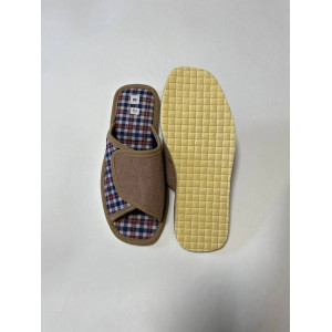 Тапки женские "Lepilov" арт. 120 вельвет с рогожкой + плательный хлопок (последний размер) бежевый вельвет с бордовой клеткой 38