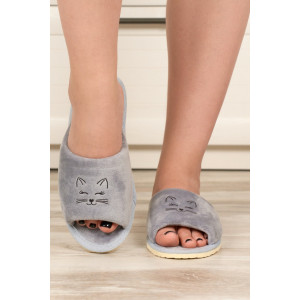 Тапки женские "Lepilov" арт. 130 велюр (последний размер) сер вел закр глаза 39,42