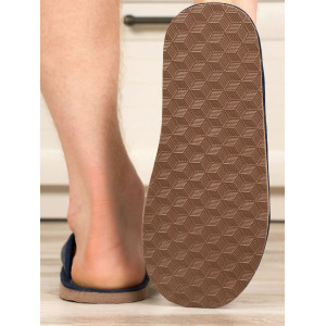 Тапки мужские "Lepilov" арт. 93 текстиль+рогожка (последний размер) синий + клетка бело-бежевая средняя 41